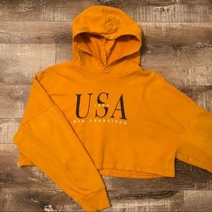 Yellow cropped hoodie